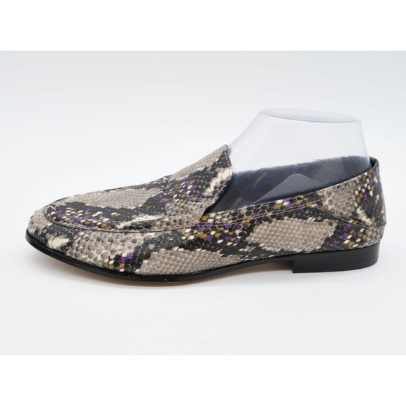 Vince Camuto Loafers Womens 8.5 Jendeya Gray Snake Print Leather Apron Toe Shoes - Picture 2 of 11